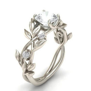 NEW Solitaire Ring Unique Vine Band Sz 6  Romantic Ring Floral Ring